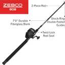 Zebco 808 Spincast Reel and Fishing Rod Combo, 7-Foot Durable Z-Glass Rod with Extended EVA Rod Handle, Quickset Anti-Reverse with Bite Alert, Pre-spooled with 20-Pound Cajun Fishing Line