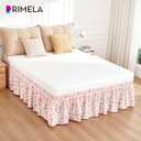 RIMELA Pastel Rose Bed Skirt Queen Size 15 Inch Drop, Elastic Bed Skirting for Bed Frame, Bedding Dust Ruffle Easy to Install, Lightweight Wrap Around Adjustable Bedskirt,Bedroom Decor