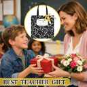 Paterr 2 Set Teacher Appreciation Gifts Bags Canvas Tote with Pencil Cards Measure Ribbon Graduation Retirement Women Party
