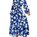 Lazysmile Maxi Dresses for Women Long Sleeve Shirt Dress with Pockets (Blue, S)