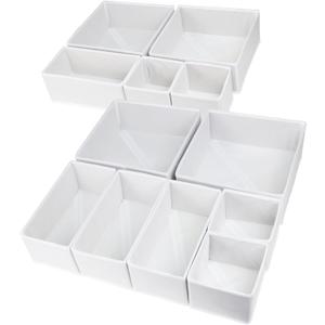 12 Pack Drawer Organizers for Clothing, Foldable Clothes Drawer Organizer for Underwear, Folded Clothes, Baby Clothing, Socks, Bra, Towels, Ties - Multi-pack Storage Box (White)