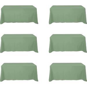 BRILLMAX 6 Pack Sage Green Tablecloths for 6 Foot Rectangle Tables 90 x 132 Inch - 6ft Rectangular Bulk Linen Polyester Fabric Washable Cloth Cover for Wedding Reception Banquet Birthday Party