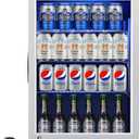 Weili 20 Inch Built in Beverage Refrigerator with Lock, Under Counter or Freestanding 120 Can Soda Beer Drink Cooler Fridge with Stainless Steel and Glass Door