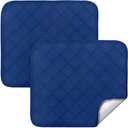 Waterproof Chair Pads for Incontinence 18" x 16", 2 Pack Non Slip Absorbent Wheelchair Reusable Seat Protector, Washable Seat Covers for Chairs, Navy