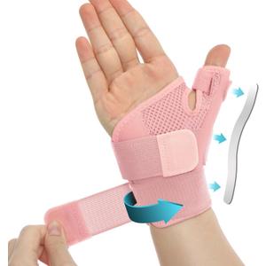 Thumb Splint with Wrist Brace - Thumb Support Brace for Wrist Hand Thumb Stabilizer Fits Both Right Left Hand for Men and Women, Coral Rose (One Size)