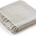 Americanflat 50x60 Throw Blanket - Soft and Breathable Cotton Throw Blanket for Couch, Bed, Chair - Decorative Blankets Perfect for Home, Office, or Outdoor Use - Cream and Beige Birds Eye Design