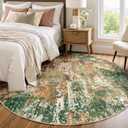 RELEANY Washable Area Rugs 8ft Non-Slip Modern Abstract Soft for Living Room Entryway Bedroom Nursery, Print Pattern, Green Orange Rust Red Cream Colorful