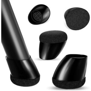 Ezprotekt 16 Pcs Chair Leg Floor Protectors, Silicone Covers Felt Furniture Pads for Hardwood Floors, Chair Leg Caps for Tilted Legs(15°-25°), Anti-Scratch and Reduce Noise Round Black M Fit (0.8"-1")