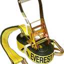 Everest Premium Ratchet Tie Down  1 PK  2 IN  27 FT  3333 LBS Working Load  10000 LBS Break Strength  Double J Hook  Cargo Straps Perfect for Moving Appliances, Lawn Equipment and Motorcycles