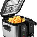 Pukomc Electric Deep Fryer with Basket,Adjustable Temperature Frying Pot for Home Use,Removable Lid and 2.5L Non-Stick Inner Pot Easy to Clean (2.5 Liters)