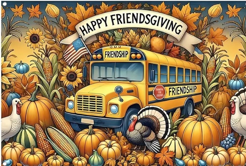 WOLADA Happy Friendsgiving Backdrop Friendship Banner Thanksgiving Party Photography Background 70.8x47.2 Inches FW125