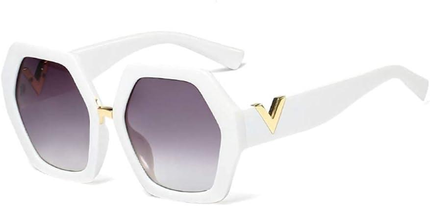Xpectrum Trendy Extra Large Womens Sunglasses Retro Hexagonal Thick Frame Vintage Oversized Glasses (White)