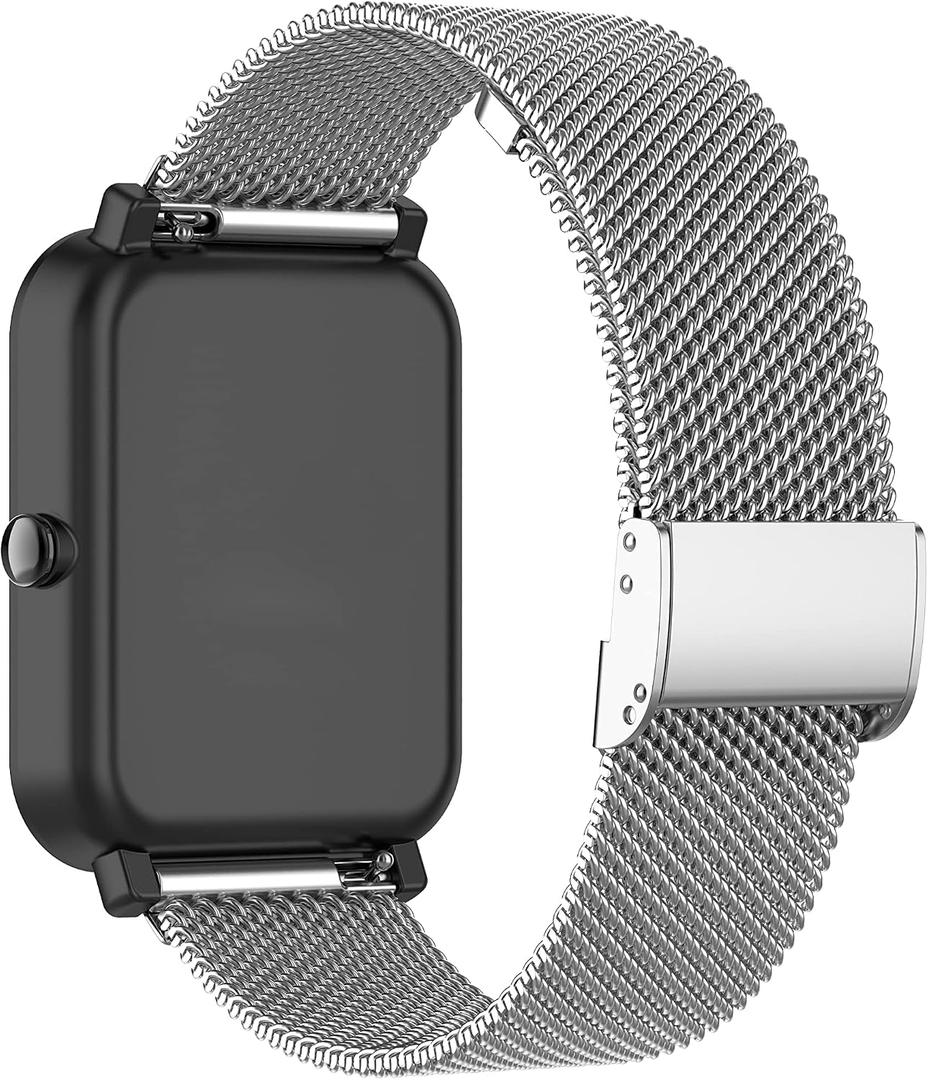 E ECSEM Metal Loop Band Compatible for iTouch AIR 5 Adjustable Stainless Steel Replacement Wristbands, Quick Release Watch Strap for iTouch Air 5 Smartwatch, 22mm