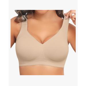 PoseFree Womens Seamless Wireless Supportive Bra Push Up Comfort Soft No Underwire Full Coverage T-Shirt Bra XL PoseFree Womens Seamless Wireless Supportive Bra Push Up Comfort Soft No Underwire Full Coverage T-Shirt Bra XL