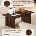 BON AUGURE Coffee Table for Living Room, Farmhouse Wood Center Table, Rectangle Mid-Century Living Room Tables, Unique Fluted Panel Coffee Tables (Rustic Oak, 43Inch)