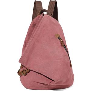 KL928 Canvas Vintage Backpack  Large Casual Daypack Outdoor Travel Rucksack Hiking Backpacks for Men Women (6882-canvas-rust Red)