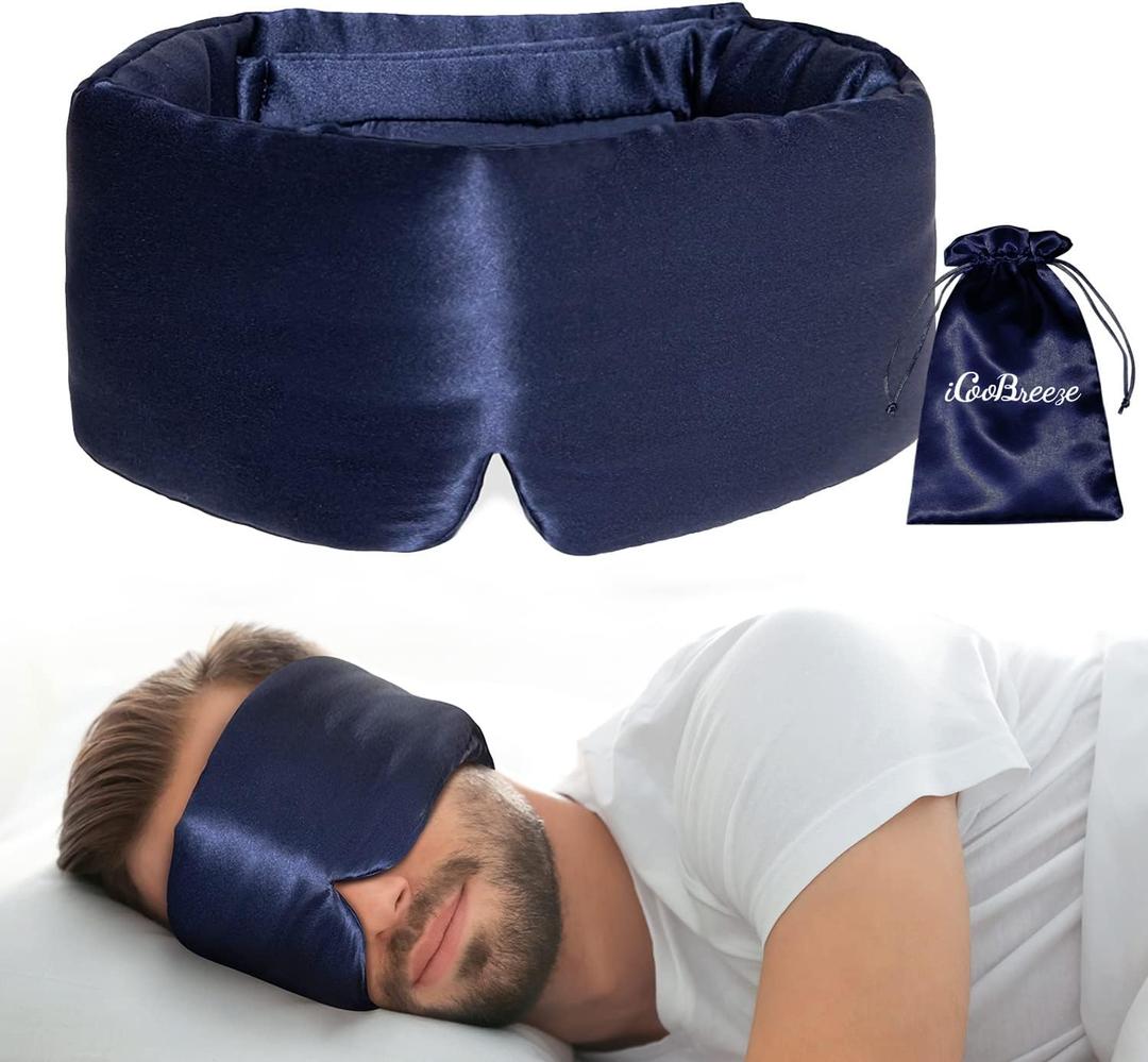 100% Natural Silk Eye Mask for Women Men, Soft Pressureless Cooling Blackout Eye Covers for Sleeping, Large Size Sleep Mask fits All Heads Adjustable, 1PC, Navy Blue 100% Natural Silk Eye Mask for Women Men, Soft Pressureless Cooling Blackout Eye Covers for Sleeping, Large Size Sleep Mask fits All Heads Adjustable, 1PC, Navy Blue