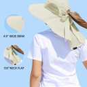 Womens Sun Hat Outdoor UV Protection Wide Brim Fishing Hat with Ponytail Hole Neck Flap for Beach Hiking Camping (Beige)