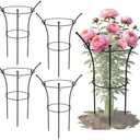 3 Pack Peony Cages and Supports, 12.5" Dx24 H Plant Supports for Outdoor Plants, Double-Ring Metal Peony Support Cage, Natural Bouquet Shape Plant Support Rings for Rose Tomato Hydrangea Strawberry
