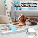 Carpet Rake for Pet Hair Removal Tool, 2 in 1 TPU and Copper Rake Teeth, Uproot Clean Hair Remover with 54 Adjustable Long Handle, Reusable Cat & Dog Fur Broom for Carpets,Rugs, Mats,Car