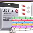 BTF-LIGHTING FCOB COB LED Strip RGBW 6500K 896LED/m 16.4FT DC24V Color Changing Flexible High Density Uniform Light 12mm Width for Home Indoor Decoration(No Adapter or Controller) (RGB+Cool White)