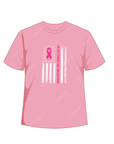 in October We Wear Pink Shirt Pink Ribbon Flag Breast Cancer T-Shirt, L