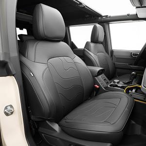 Seat Covers for 2021-2026 Ford Bronco 4 Door,Waterproof Leather Full Set
Black,With Rear Cup Holder,Custom Fit Front & Rear Full Coverage,Wear-Resistant and Breathable, Easy to Clean,OEM Fit