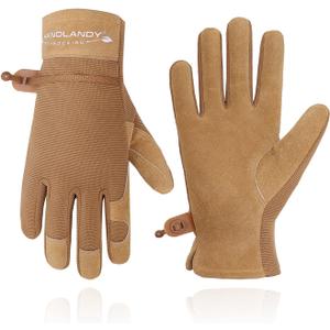 HANDLANDY Women Safety Work Gloves Utility Touch Screen Working Grip Glove for Yardwork Gardening Breathable Mechanic Gloves (Medium (Pack of 1), Khaki)