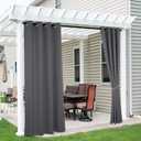 RYB HOME Outdoor Curtains for Patio - Waterproof Pergola Curtains Sunlight Block Out Privacy Drapes for Screen Porch Gazebo Arbor Side Wall Doorway, W 52 x L 90 inch, Grey