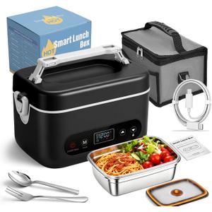 Heated Lunch Box for Men Women, Cordless Electric Lunch Box for Adults,Food Heater-3D-5 Side 220F Max Heating,Smart Rechargeable Portable Food Warmer Lunchbox for Office Truck Travel Use