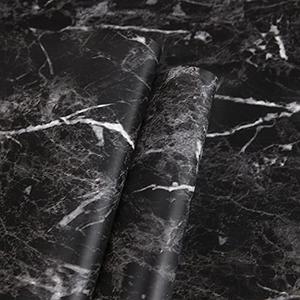 Abyssaly Black Marble Paper Granite Wallpaper 17.7" X 396" Peel and Stick Countertop Paper Self Adhesive for Kitchen Bathroom and Furniture