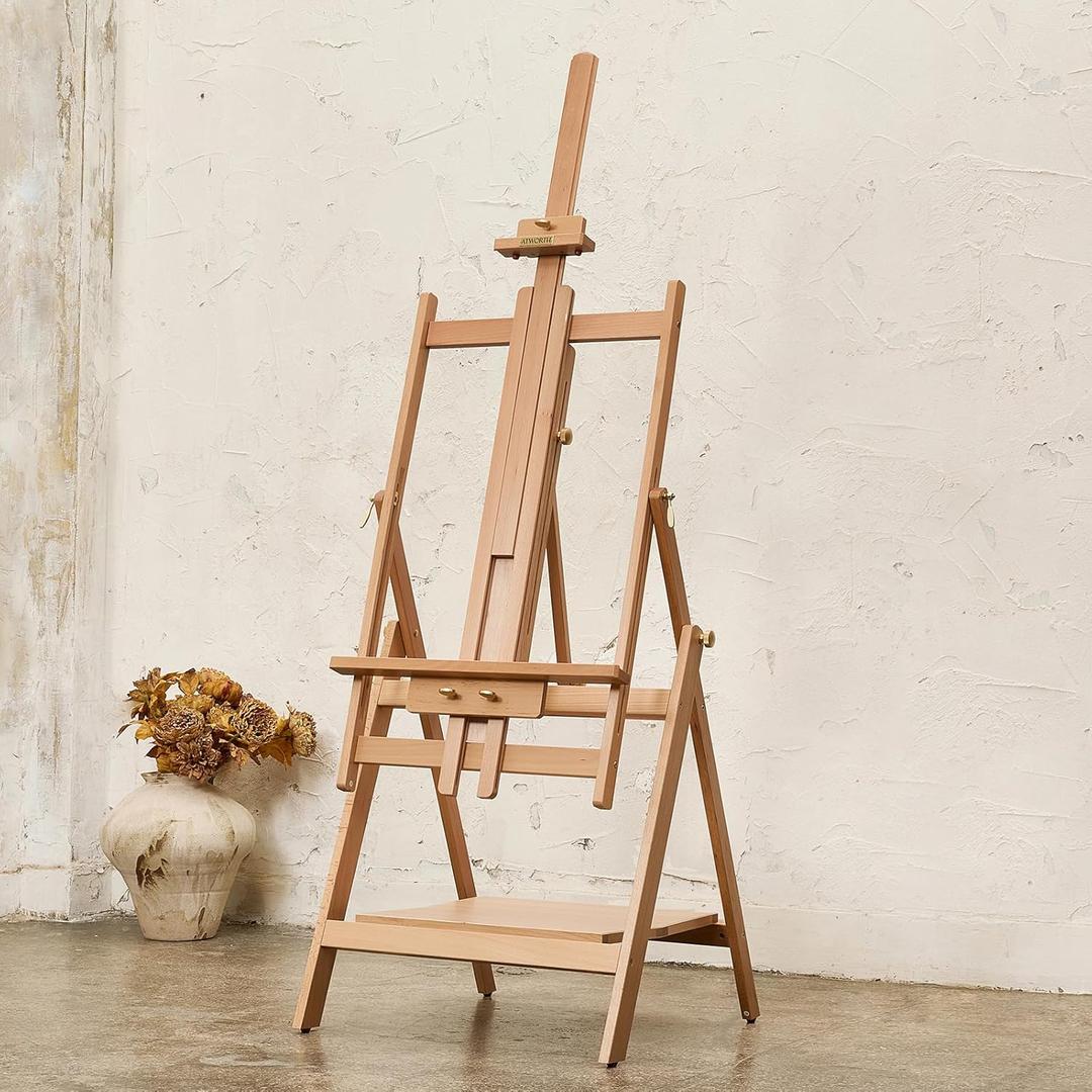 Large Wooden Easel for Painting: Artist H Frame Easel Stand with Upgrade Hardware- Hold Canvas up to 93" - Professional Art Easel for Adults