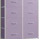 8 Drawer Fabric Dresser for Bedroom, Tall Storage Tower, Purple