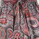 ZAFUL Women's Casual Wide Leg Elastic Waist Drawstring High Waisted Floral Print Palazzo Pant (L)