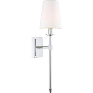 Kira Home Torche 20" Wall Sconce/Wall Light + Linen Shade, Chrome Finish