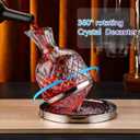 spinning wine decanter, 45 oz crystal rotating wine decanter with gift box, for wedding gift, birthday, banquet, supper