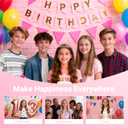 2 x Papoopy 5Pcs Birthday Decorations with Crown Tiara, Sash, Cake Topper, Candle and Number Balloon for Gifts, 13th Birthday Gifts for Her