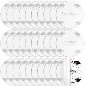 Flea Trap Refill Discs Sticky Fly Trap Refill Glue Board Refills Double Layer Adhesive Nontoxic Odorless Pest Control Replacement Sticky Glue Pads 7.1 Inch for Bugs Flies(30 Pcs)