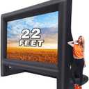 GYUEM 22 feet Projector Screen - Inflatable Outdoor and Indoor Theater Movie Screens - Includes Rope, Blower,Tent Stakes - Great for Outdoor Party Backyard Pool Fun