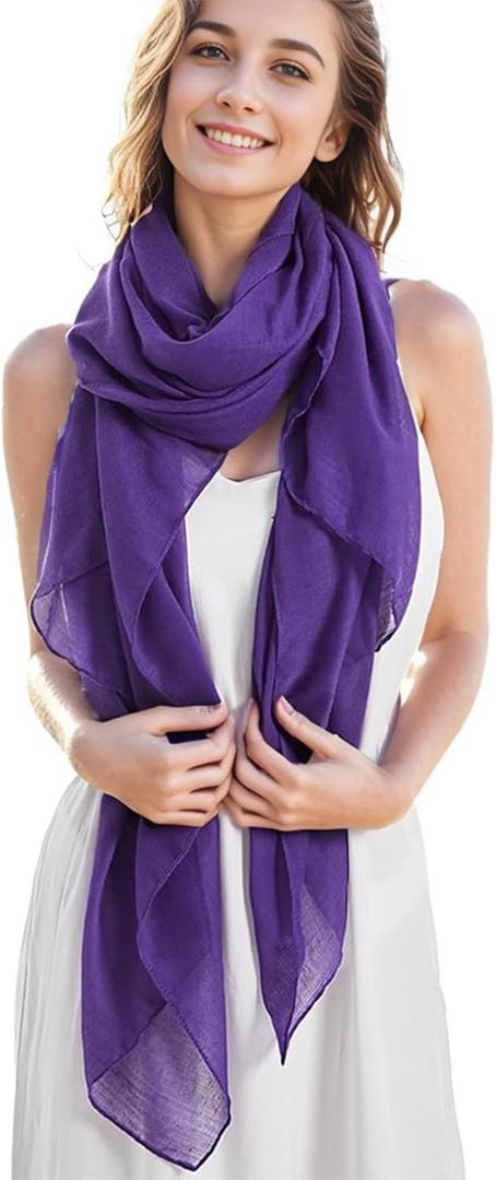 MissShorthair Womens Solid Color Scarfs Long Lightweight Scarf for Women Large Sheer Wrap Shawl (Dark Purple)