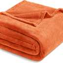 Exclusivo Mezcla Fleece Throw XL Blanket for Couch, Sofa, Super Soft and Warm Burnt Orange Blankets, All Season, Cozy, Plush, Lightweight, 50x70 Inches
