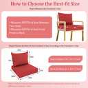 PZDJUMO Outdoor Chair Cushion, 24 x 24 Inch Waterproof Deep Seat Patio Cushions Set of 2, Loveseat Cushions for Outdoor Furniture, 4" Thick Patio Furniture Cushion with Handle Straps, Red