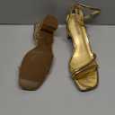 DREAM PAIRS Women's Chunky Strappy Heels Square Open Toe Ankle Buckle Low Heels Sandals for Daily Wedding Party Dress (11, Gold)