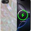 Magnetic Case for iPhone 16e,Compatible with MagSafe Mother of Pearl Shell Style Design Hybrid Dual Protection Silicone + Hard PC Shockproof Full Body Cover Case for Men Women