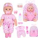 12 Inch Baby Dolls with Backpack Carrier Can Store Doll Clothes and Accessories,12" Reborn Baby Doll Set in Gift Box with Feeding Bottle Nipple Diaper for Kids Toddler Age 3+