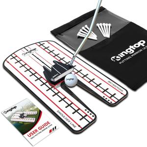 KINGTOP Golf Putting Mirror - Alignment Putting Training Aids for Consistency & Accuracy - Ideal for Indoor | Outdoor Practice, with Carry Bag and Golf Tees (Putting Mirror Ultra - 16.5" x 9")