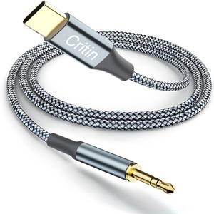 Aux to USB C Adapter, Braided 3.5mm to USB C Audio Cable, Stereo TRS Male to Male Connector Compatible with iPhone 16/15 Series, iPad Pro/Air, Google Pixel 7/6