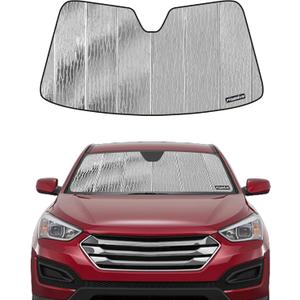 Windshield Sun Shade for Hyundai Santa Fe 2013-2018,2019 Santa Fe XL,with Automatic Defogging,Front Window Sunshade Shield,2-in-1 Reflective Sun Shade,Silver for Summer, Black for Winter (AstraGuard)