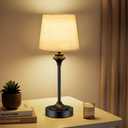 NIORSUN Portables Cordless Table Lamp,Flaxen Fabric Shade Battery Operated Lamp,5200mAh Bedside Table Lamp with Warm White,3 Way Dimmable Touch Desk Lamp for Bedroom Living Room Restaurant (Black)