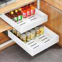 2Pack Pull out Cabinet Organizer, 21"Deep, Heavy Duty Full-extension Slide out Drawers for Kitchen Cabinet, Roll out Shelf Storage with Nano Adhesive for Pots, Bathroom, Pantry, Home, White